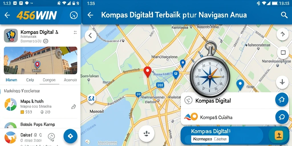 Antarmuka utama 456WIN menampilkan kompas digital dengan fungsi navigasi yang jelas.