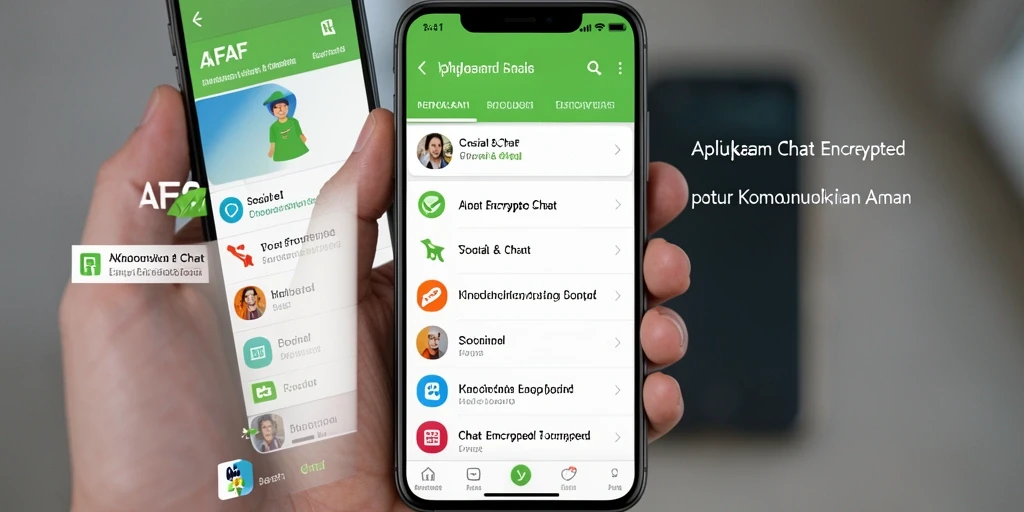 Screenshot antarmuka AFAF yang menampilkan fitur chat dan enkripsi aman.