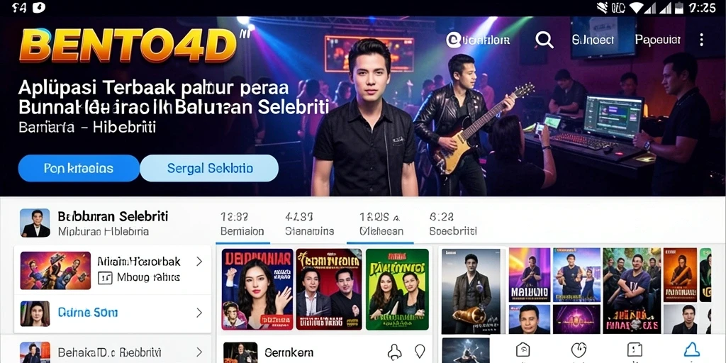 Tampilan antarmuka pengguna BENTO4D yang menampilkan berita hiburan selebriti.