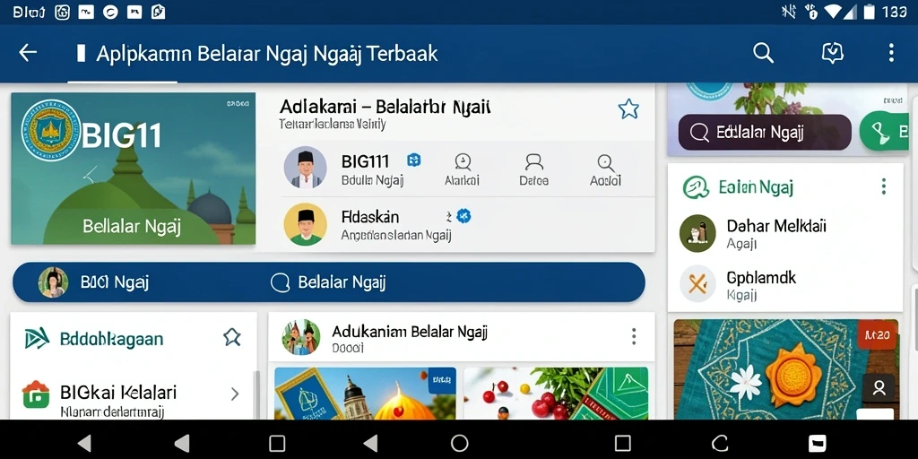 Antarmuka aplikasi BIG11 untuk belajar ngaji yang interaktif.