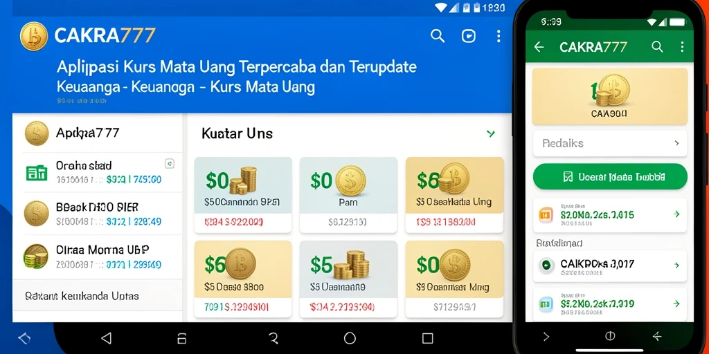Screenshot CAKRA777 menampilkan antarmuka aplikasi Kurs Mata Uang yang informatif.