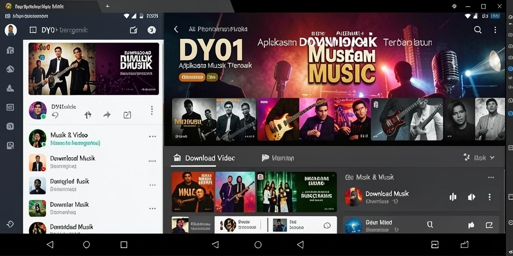 Tampilan antarmuka DY01 untuk aplikasi Download Musik yang user-friendly.