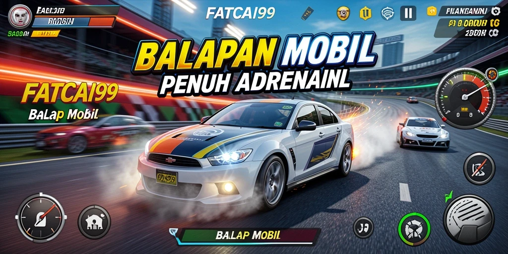 Tampilan antarmuka game balap mobil yang menakjubkan dan interaktif.