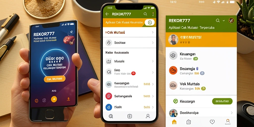 Antarmuka aplikasi REKOR777 untuk pemantauan mutasi keuangan.