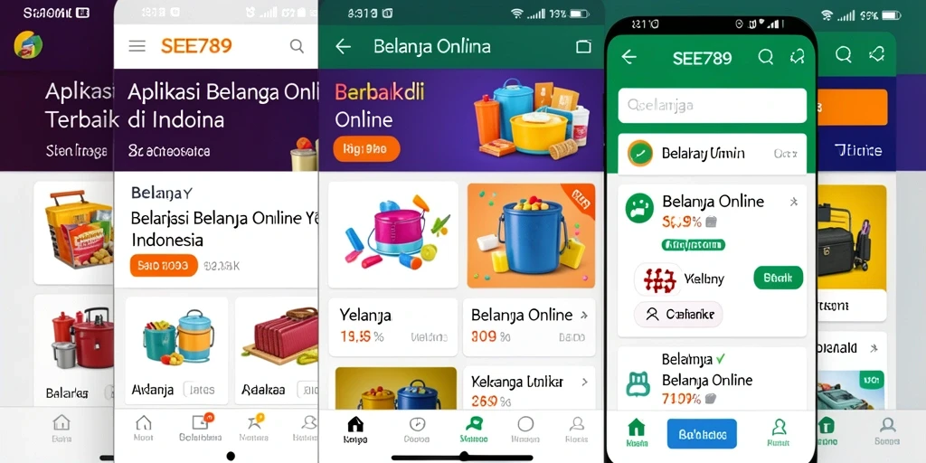 Tampilan utama aplikasi SEE789 dengan antarmuka Belanja Online yang menarik.