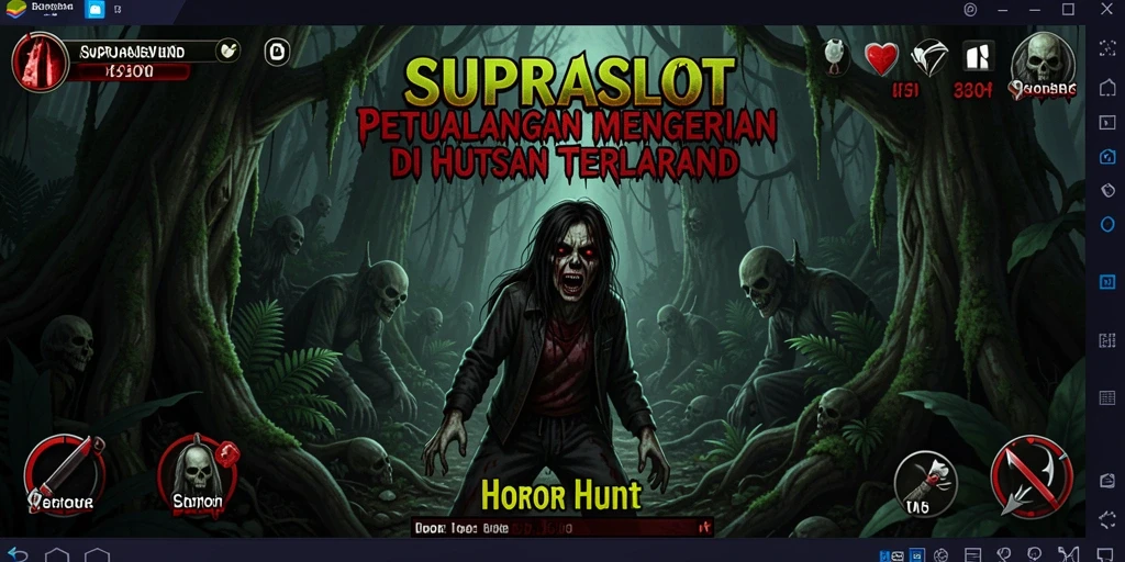 Antarmuka SUPRASLOT dengan suasana hutan yang mencekam.